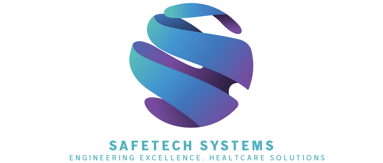 Safetech Systems healthcare logo blue gradient sphere
